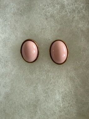 Pink Oval Cabochon Stud Earrings - Classic Women's Jewelry